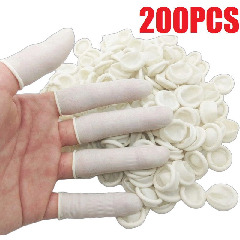 Latex Disposable Glove - 100/200 個パウダーフリー滑り止め指手袋プロテクター使い捨てラテックス指サック眉毛エクステンション親指カバー FHZT01