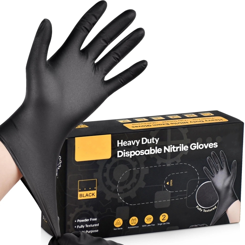 Latex Disposable Glove - 20 個黒使い捨てニトリル手袋 4Mil ラテックス & パウダーフリーテクスチャ手袋工業用グレードメカニック自動車タトゥー手袋