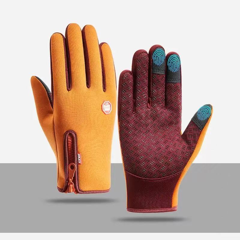 Wool Glove Lined - 冬用タッチスクリーン対応サイクリンググローブ、防水・滑り止めフリース裏地付きスポーツスキーグローブ、アウトドア用防寒ハンドウェア