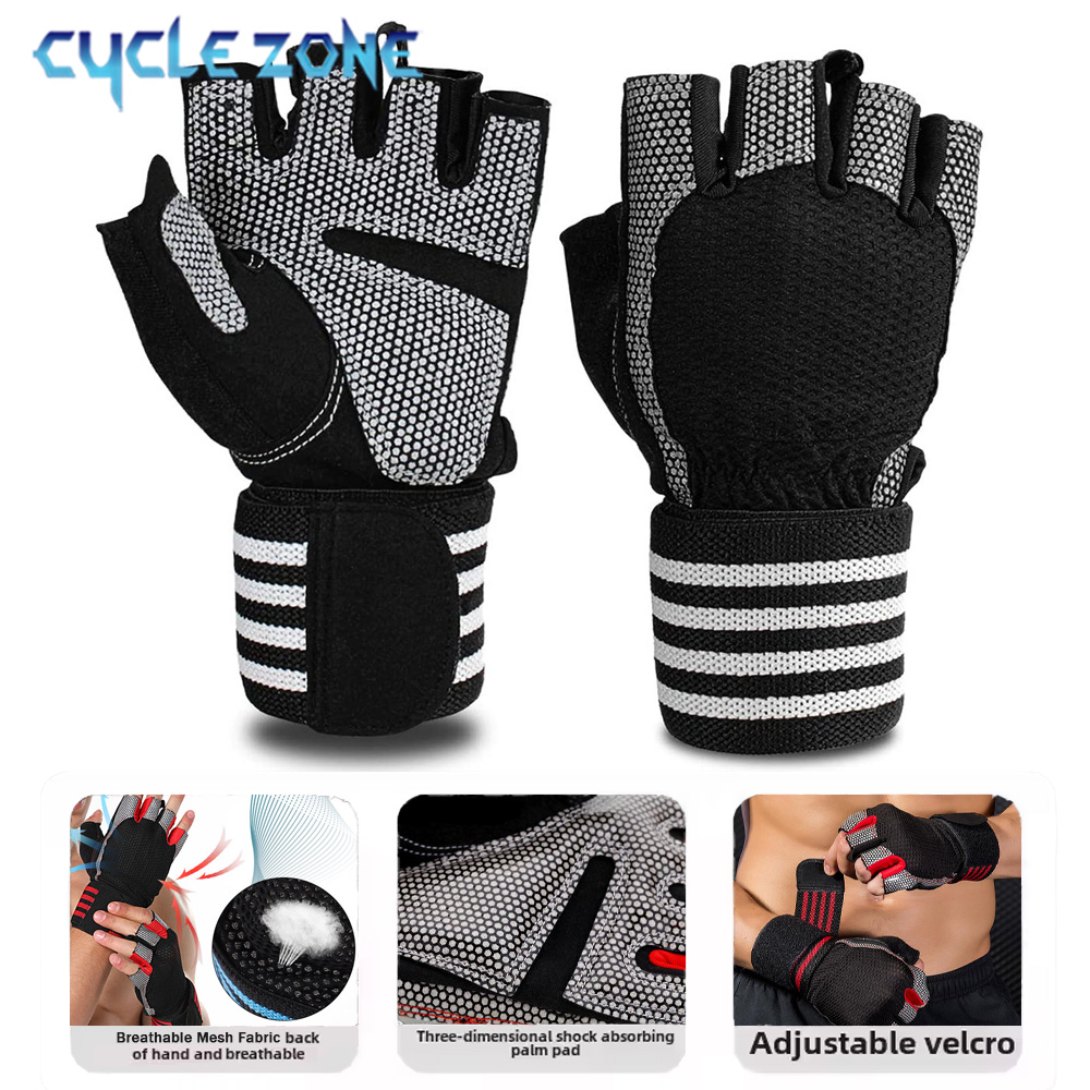 Workout Glove Gym - 男女兼用ハーフフィンガージムフィットネスグローブ（リストラップサポート付き）1組、クロスフィットワークアウト、パワーウェイトリフティング用具