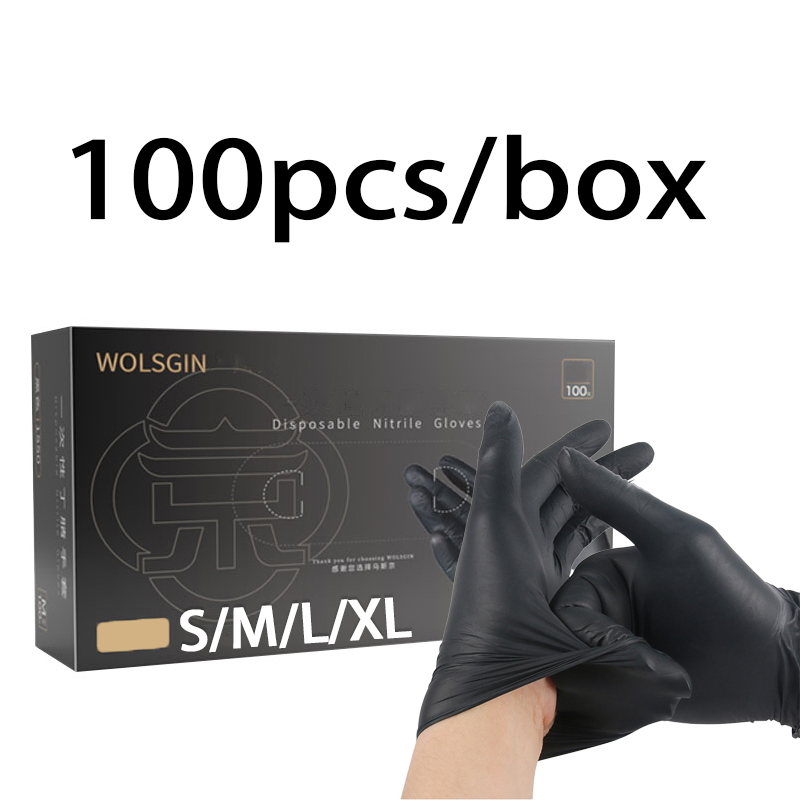 Rubber Glove Cleaning - 20/50/100/200枚入り ブラック使い捨て純ニトリル手袋、キッチン、タトゥー、家庭掃除、車の手入れに最適