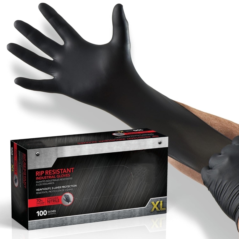 Latex Disposable Glove - 100 個黒ニトリル手袋使い捨てラテックスフリー産業安全作業手袋メカニック自動車タトゥー保護手袋用