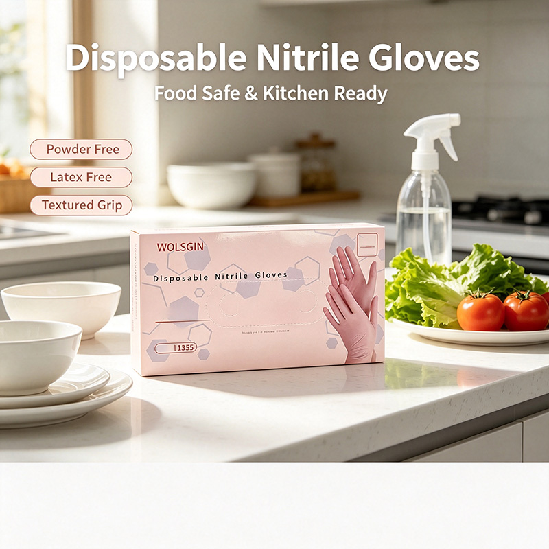 Rubber Glove Cleaning - 20/50/100/200枚入り ピンクの使い捨てパウダーフリーニトリル手袋、家庭掃除、食器洗い、料理に適しています。