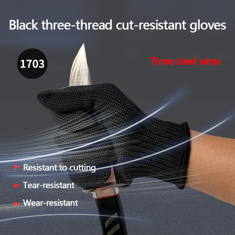 耐切創手袋、グレード5、3線式安全保護労働保護手袋、黒、耐切 - Cut Resistant Glove のレビューと価格