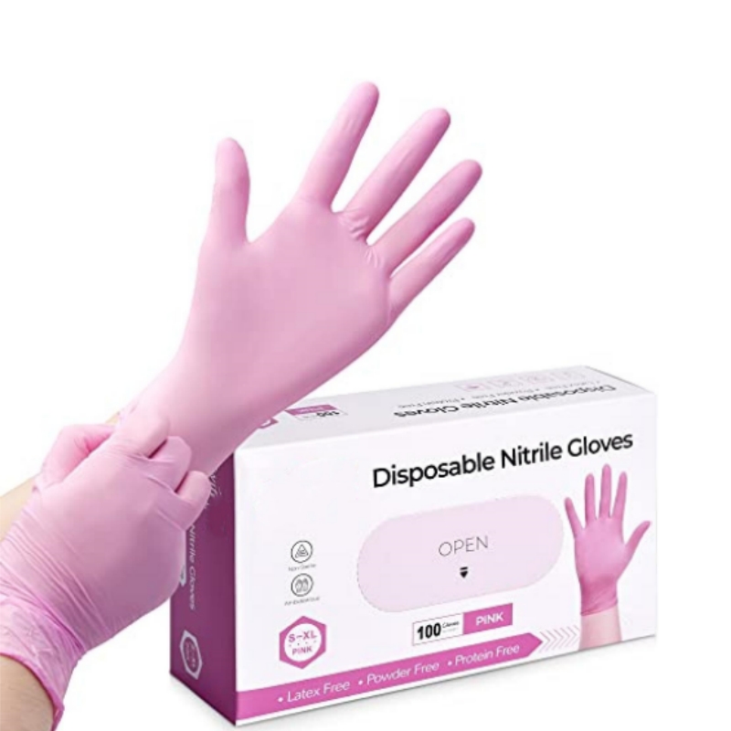 ピンクニトリル使い捨て手袋家庭用クリーニング作業キッチンガー - Latex Disposable Glove のレビューと価格