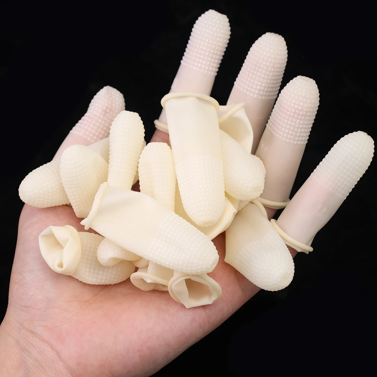 50-200pc ノンスリップ指カバー使い捨てつや消し指スリ - Rubber Glove Cleaning のレビューと価格