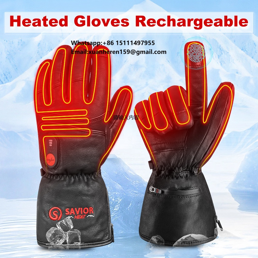 加熱された革手袋男性女性冬防水タッチスクリーン熱電気ハンドウ - Ski Glove Waterproof のレビューと価格