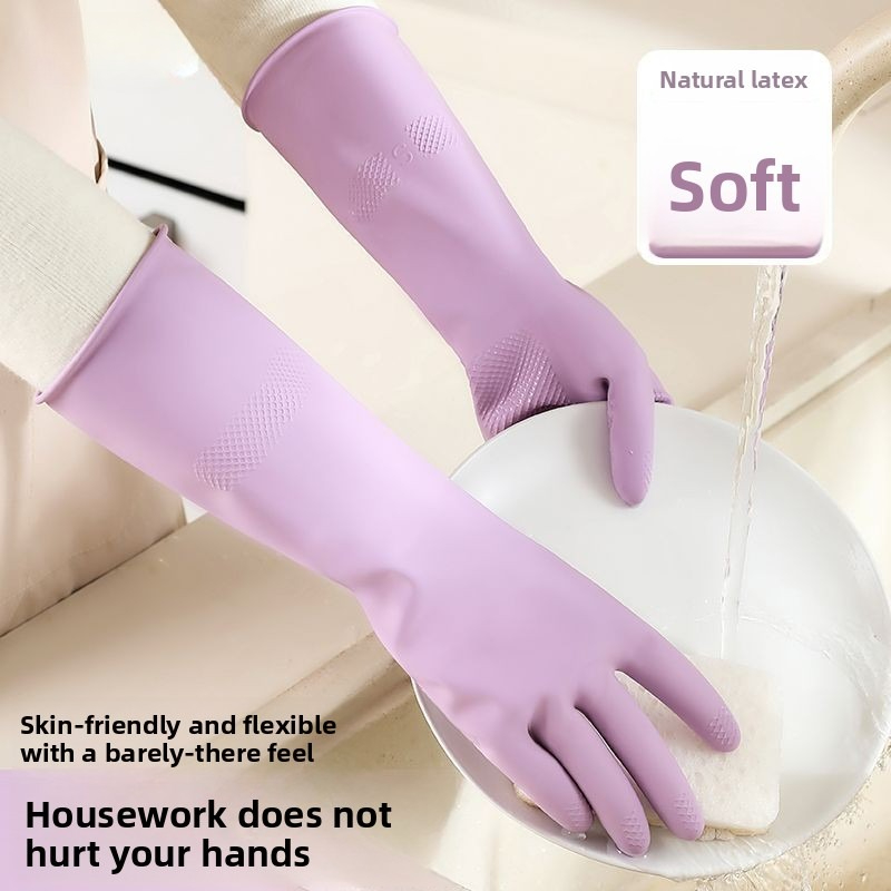 ラテックス食器洗い用手袋、綿ライナーと滑り止めグリップ付き、 - Rubber Glove Cleaning のレビューと価格