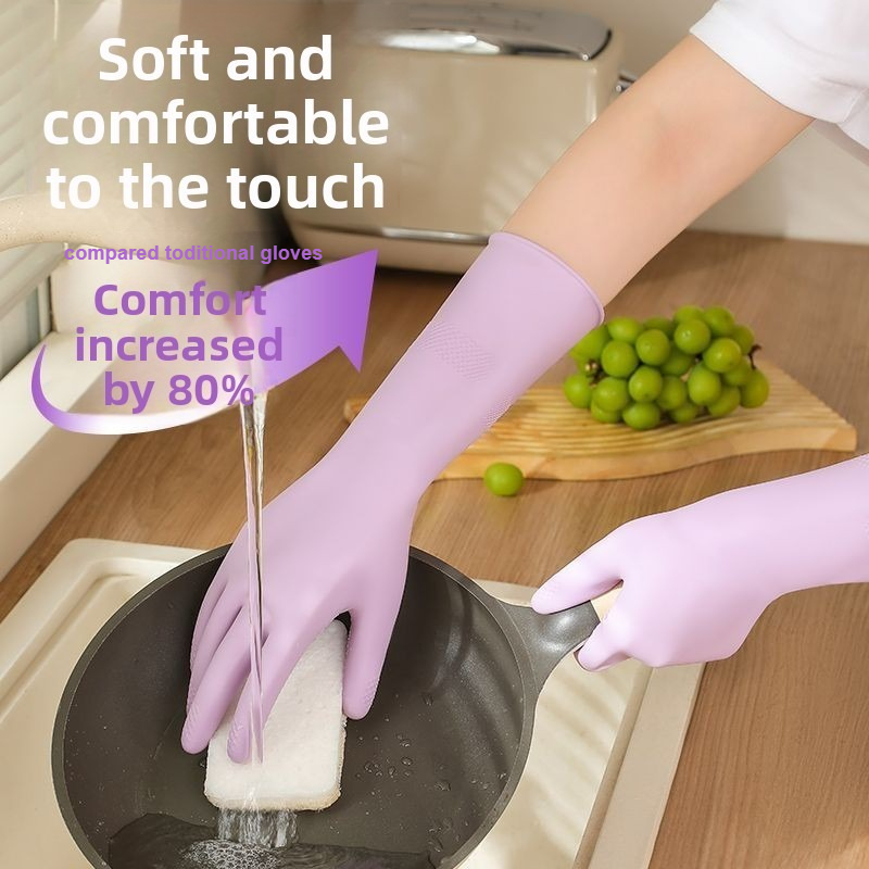 ラテックス食器洗い用手袋、綿ライナーと滑り止めグリップ付き、 - Rubber Glove Cleaning のレビューと価格