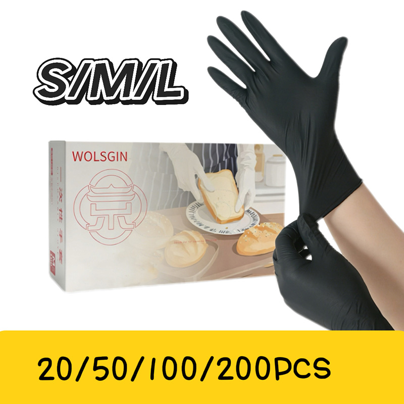 10/50/100/200枚入り黒色使い捨て合成ニトリル手袋 - Rubber Glove Cleaning のレビューと価格