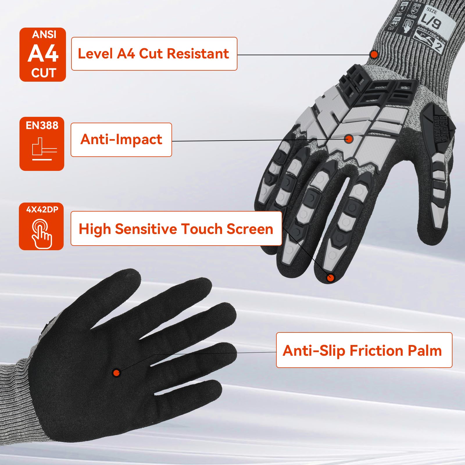 耐衝撃性と耐切創性を備えたナックル保護機能付き作業用手袋 - Cut Resistant Glove のレビューと価格