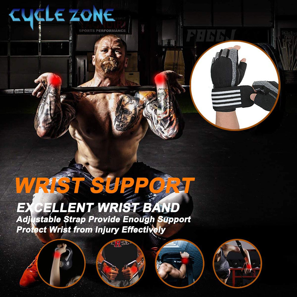 男女兼用ハーフフィンガージムフィットネスグローブ（リストラッ - Workout Glove Gym のレビューと価格