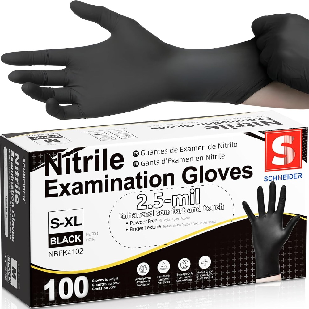 医療検査用使い捨て黒ニトリル手袋、粉なし、ラテックスフリー、 - Exam Glove Nitrile のレビューと価格