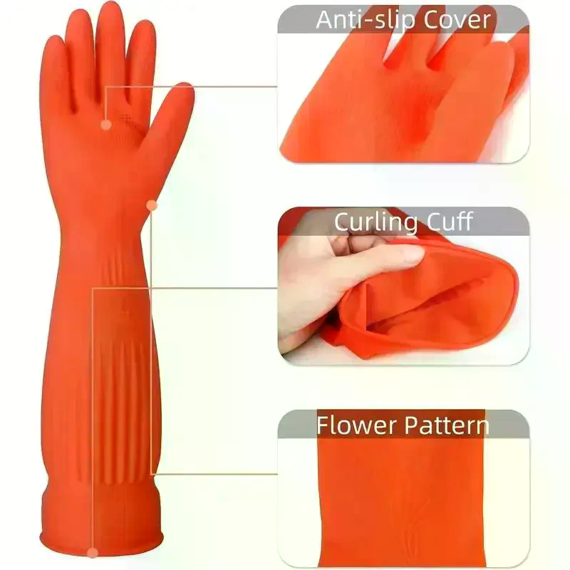 長持ちする再利用可能なゴム製食器洗い用手袋、滑り止め付き家庭 - Dish Glove Rubber のレビューと価格