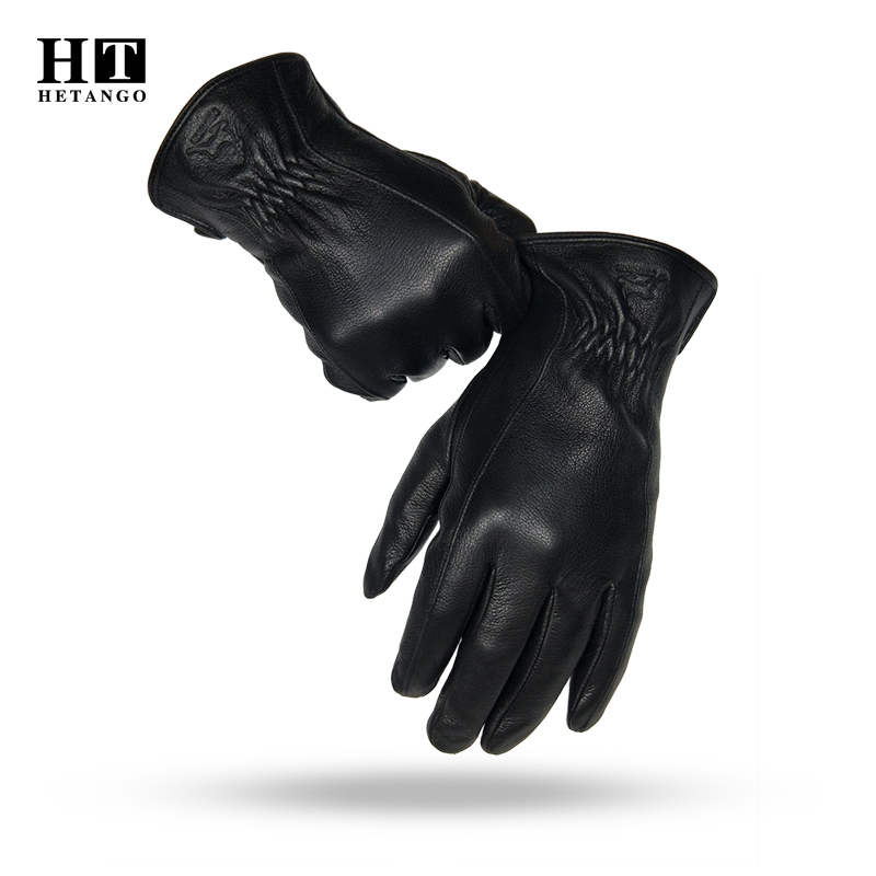    冬用メンズブラックバックスキンレザーグローブ暖かいソ - Wool Glove Lined のレビューと価格