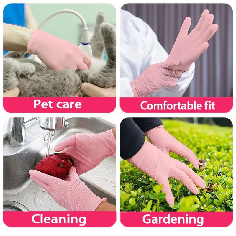 20/50/100/200枚入り ピンクの使い捨てパウダーフ - Rubber Glove Cleaning のレビューと価格