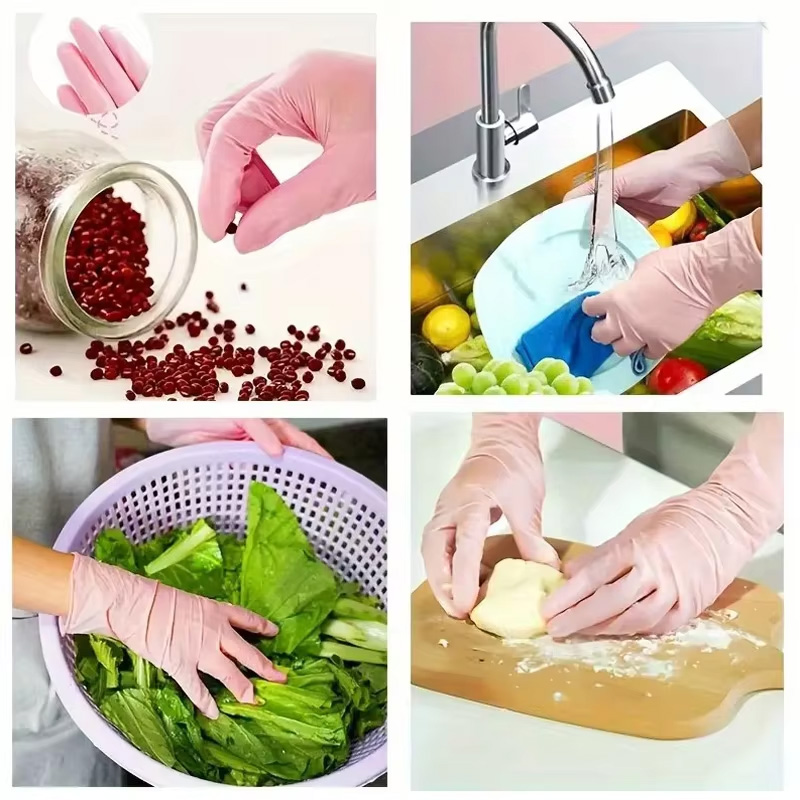 20/50/100/200枚入り ピンクの使い捨てパウダーフ - Rubber Glove Cleaning のレビューと価格